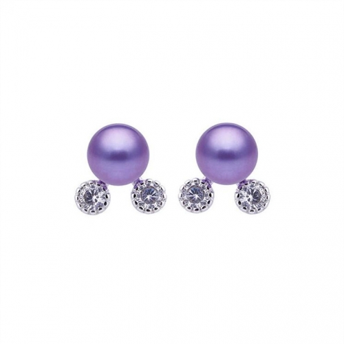 SSE233 Little Cute Stud Earring Pearl Mounts Zircon 925 Silver for Girls