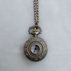 WAH485 Quartz Movement Pendant Necklace Watches Antique Bronze Zodiac