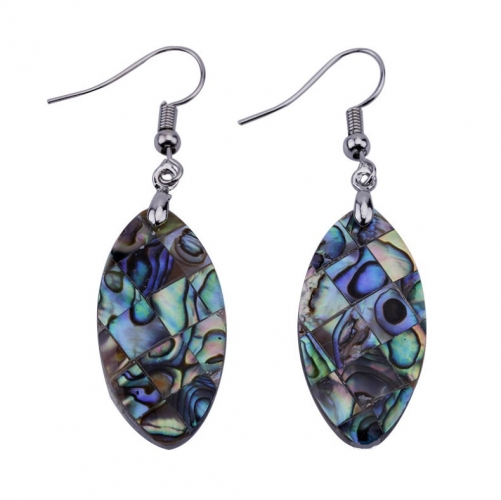 MOP220 Marquise Drop Earrings Mosaic Abalone Shells