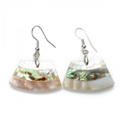 MOP51 Natural Organic Materials Genuine Mother of Pearl Shell Jewelry Paua Dangle Earrings