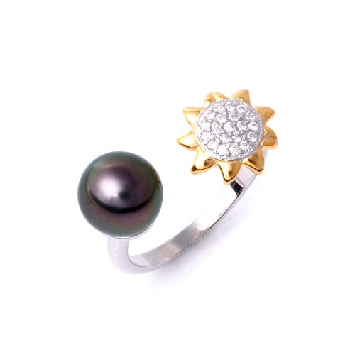 SSR19 Sun Flower Pearl Mounting Silver Sterling Rings 925 Jewelry Making