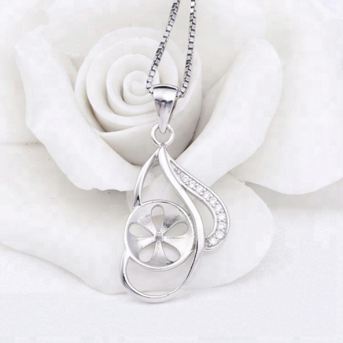 SSP24 Lovely 925 Silver Pearl Pendant Mounting Gift for DIY Jewelry