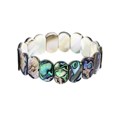 MOP46 Peacock Abalone Green Paua Shell Stretch Bracelet