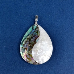 MOP200 Water Drop Shape Cabochon Abalone and White Shell Pendant