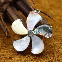 MOP21 Bohemian Ocean Gift Windmill Multicolor Paua Abalone Shell Pendant Beach Wedding Jewelry