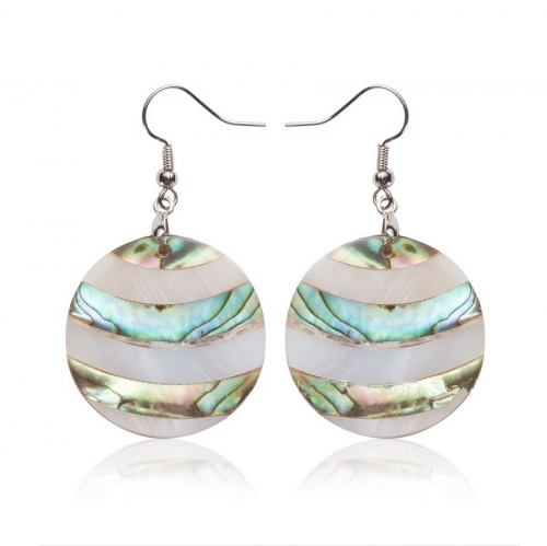 MOP236 Create Round Paua Abalone Shell Earrings Assessory