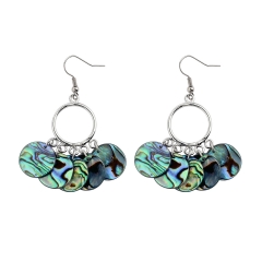 MOP138 Circular Sea Shell Island Style Natural Abalone Shell Hoop Earrings