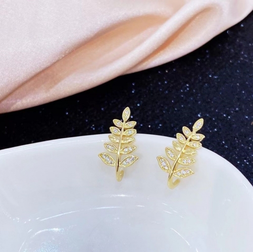 9EL11K Leaf Climber Stud Earrings 925 Sterling Silver for Women Teen Girls