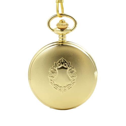 WAH753 Exquisite Shield Pocket Watch Gold Men Women Quartz Watch