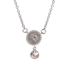 SSN149 Necklace Settings Dangle with One Zircon Pendant Necklace Blank for Pearl 925 Sterling