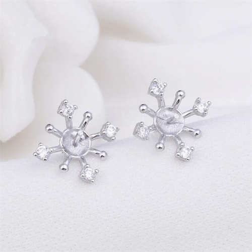 SSE17 CZ Stud Earring 925 Silver Pearl Mountings Noble Fashion Designs for Women