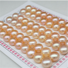 LPB42 Pink Natural Freshwater Pearl Cabochons Flat Back Half Drilled Loose Pearls