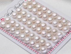 LPB45 White Natural Freshwater Pearl Cabochons Flat Back Half Drilled Loose Pearls