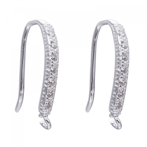 SSE313 Ear Hooks for Earrings Jewelry Making Silver 925 Sterling with Zircon