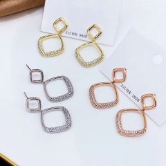 9EL15B Gorgeous 925 Sterling Silver Geometric Earrings Wedding Jewelry for Women