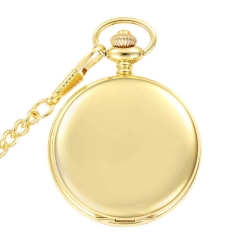 WAH48 Gold Plated Antique Classic Pocket Watch Plain Empty for DIY Engraving