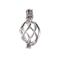 SSC02 Sterling Silver Locket Helix Charm Pendant Twister Cage for Pearl and Gems