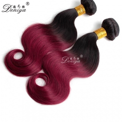 wholesale Cheap two toned ombre color Body wave Virgin Malaysian Hair Bundle 7A Hair Weave Human hair Weft