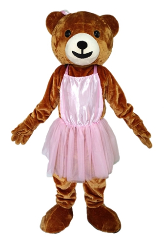 Adult Size Dancing Bear Mascot Costume with Ballet Dress for Stage and Screen Bear Fancy Dress for Studio Character Costumes