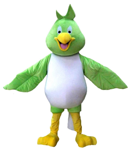 Lovely Green and White Parrot Mascot Costume Adult Size Full Body Fancy Dress for Entertainment Custom Made Mascots for Marketing