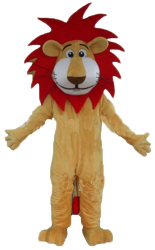 Big Head Lion mascot costume with red Mane-Disguise Lion Fancy Dress with red Hair