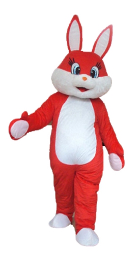 Adult Size Lovely Red Rabbit Mascot Costume Full Body Fancy Dress Plush Fursuit Easter Bunny Outfit for Holiday Events