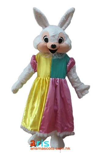Girl Bunny Rabbit Mascot Costume Full Body Plush Suit Easter Bunny Fancy Dress for Events