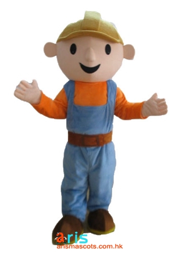 Adult Fancy  Bob Builder  Mascot Costume Cartoon Character Mascot Suit for Party Creat Quality Mascots at Arismascots