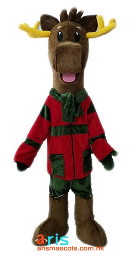 Adult Size Fancy Reindeer  Mascot Costume Christmas  Outfits Full Body Fur Suit Moose Fancy Dress