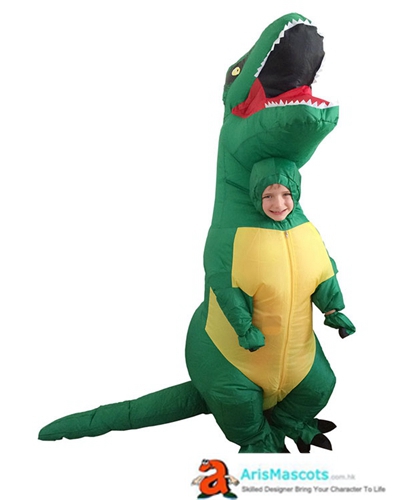 Kids Inflatable Costume Green Dinosaur Cosplay Suit for Birthday Party Animal Character Mascot Costumes for Sale Professional Mascots Production
