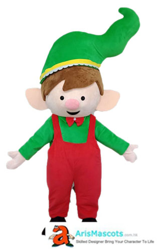 Funny Elf Costume Mascot Boy Costume for Christmas Cartoon Character Costumes for Kids Birthday Party Mascots Design Company Arismascots