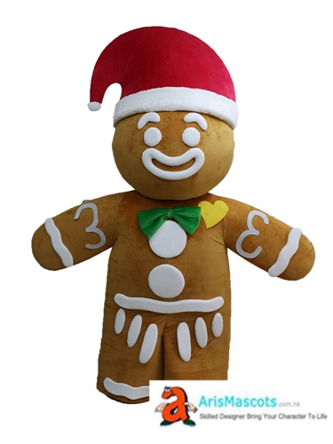 Adult Size Fancy Gingerbread Man Mascot Costume for Christmas  Cartoon Character Mascots for Party Deguisement Mascotte