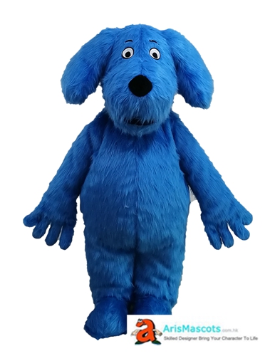 Adult Size Lovely Blue Fur Dog Mascot Costume Full Body Fancy Dress Custom Made Mascots Character Design and Production