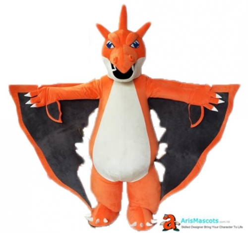Charizard Character Adult Wear Orange Dinosaur Costume Fancy Dress Foam Full Body Dragon Mascot Suit Cartoon Mascots