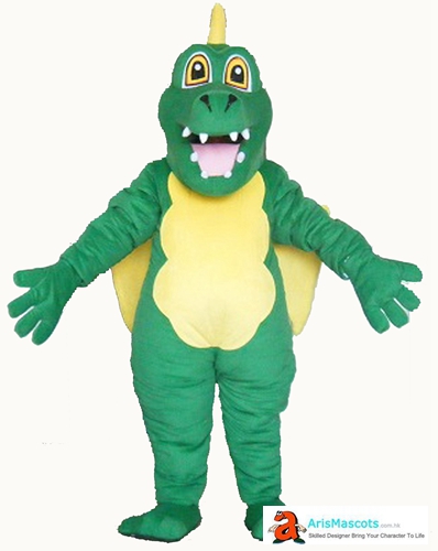 Adult Size Lovely Green Dinosaur Mascot Costume Full Body Plush Fursuit Animal Character for Events College & School Mascots