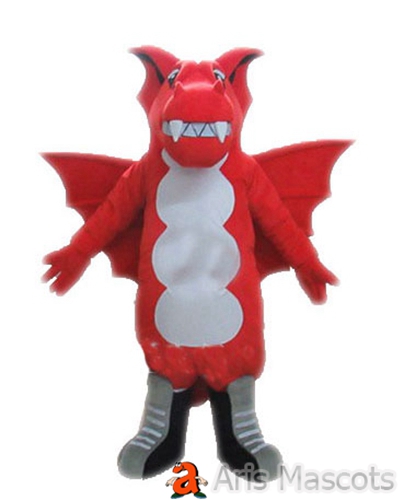 Dinosaur Costume Adult Full Mascot Outfit, Red Color Scary Dinosaur Suit