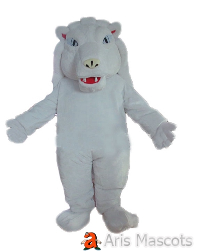 Happy Lion Costume White Color Full Mascot Outfit