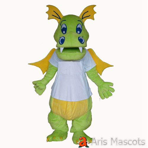 Dragon Costume with White Wings and Shirt  Adult Full Mascot Suit Fancy Dress