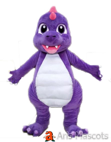 EVA Foam Mascot Dinosaur Costume Adult Giant Fancy Dress Purple Color Stuffed Round Body