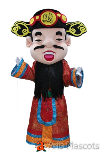 Big Head Chinese God of Fortune Costume Adult Full Mascot Fancy Dress for New Year Event Outdoors Brands Marketing