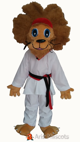 Taekwondo Lion Mascot Costume Kickboxing Lion Fancy Dress for Sports Team and Entertainments Custom Animal Mascots