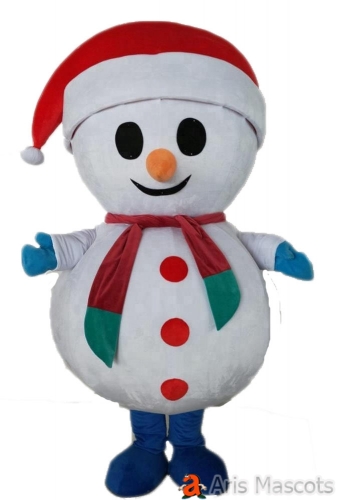 Snowman Costume with Santa Clause hat and scarf Adult Full Mascot for Outdoor events
