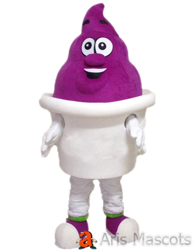 White Ice Cream Mascot Costume Adult Full Fancy Dress Mascots for Outdoors Brands Marketing