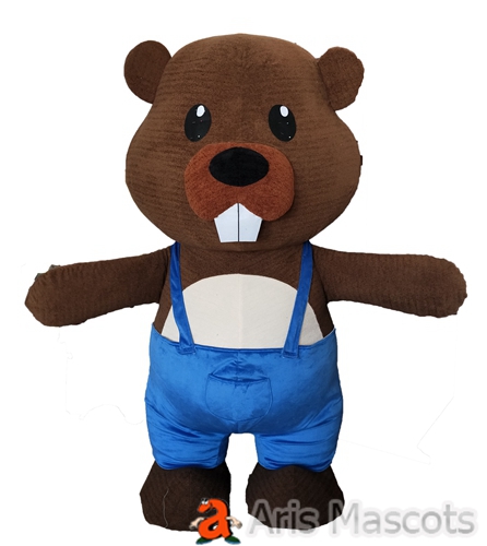 Cute Giant Foam Squirrel Full Mascot with Blue Overall Adult Fancy Dress for College and School Custom Animal Mascots