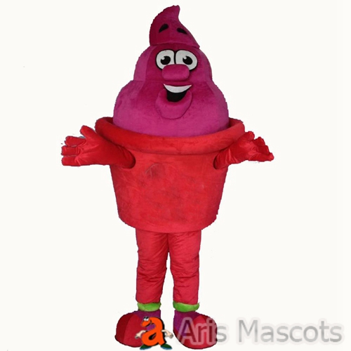 Red Ice Cream Mascot Costume Adult Full Fancy Dress Mascots for Outdoors Brands Marketing