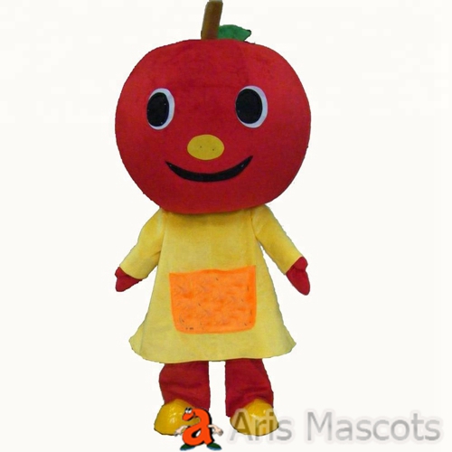 Foam Mascot Apple Costume Adults Full Mascots for Carnival and Halloween Events Red Apple Costume with Yellow Dress