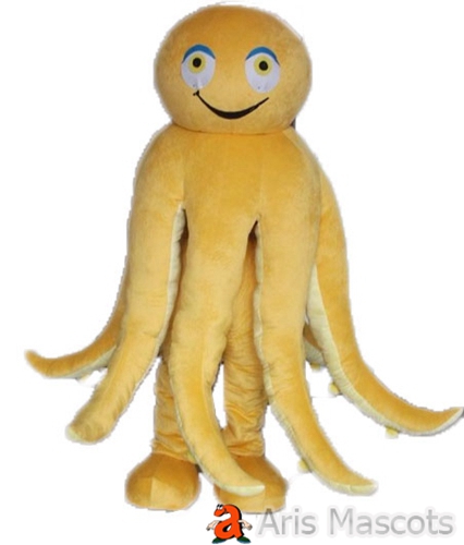 Foam Mascot Octopus Costume Adult Full Size Mascot Outfit for Stage Funny Smile Ocean Animal Octopus Fancy Dress Yellow Color