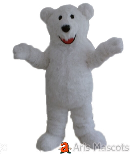 Polar Bear Costume Adult Full Size Mascot Outfit Faxu Fur Foam Bear Fancy Dress for Events Party