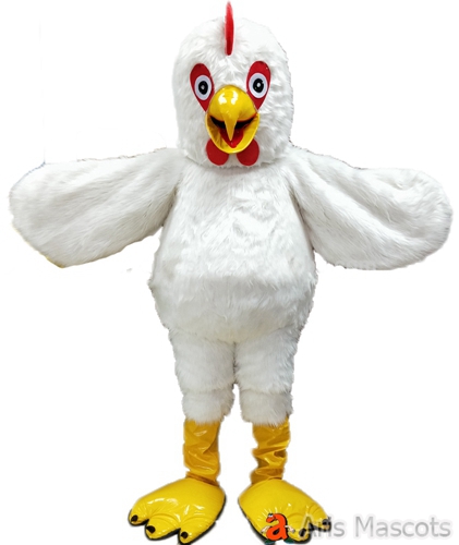 College Mascot Costumes Realistic White Chicken Costume for Marketing Costumes and Mascots