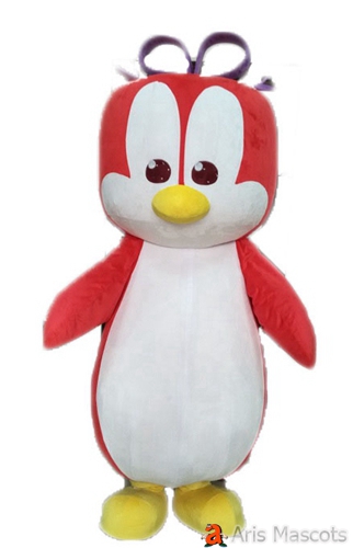 Red and White Giant Girl Penguin Costume Adult Full Size Mascot Outfit for Festival Animal Mascots